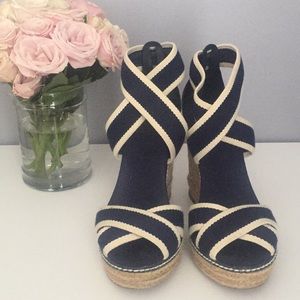 Tory Burch size 7 navy espadrilles